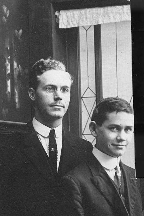 Older brother, John Leo Fairbanks, and younger brother, Avard Tennyson Fairbanks, 1912 in New York City, while Avard was studying art