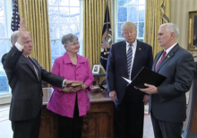 Sessions is sworn in as Attorney General by Vice President Mike Pence. Jeff Sessions swearing in 01.png