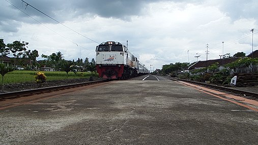 Kereta api Mutiara Timur saat melintas di Stasiun Glenmore, 2015