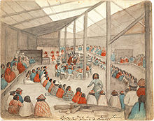 Klallam people during a Potlatch at Port Townsend, 1859, by James G. Swan