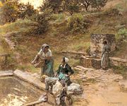 フランスのレアリスム画家 レオン・レルミット（1844年-1925年）が描いた洗濯の風景
