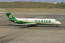 A former LASER McDonnell Douglas DC-9-32 taxiing at Simón Bolívar International Airport in 2003