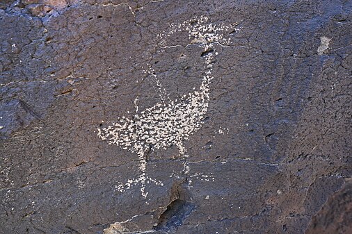 Bird petroglyph at La Cieneguilla Petroglyph site, NM