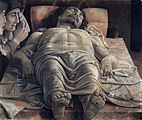 Andrea Mantegna, O lamento sobre o Cristo morto, exemplo da técnica de escorzo.