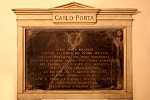Lapide funeraria di Carlo Porta, originariamente al cimitero di San Gregorio, Milano.jpg