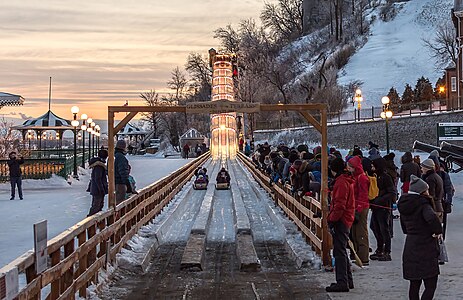 Les Glissades de la Terrasse during a Freezing rain day in Quebec city