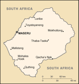 map of Lesotho