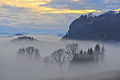 English: View from Soerg across the "sea of fog" over the en:Klagenfurter Becken in south west direction Deutsch: Blick von Sörg über das „Nebelmeer“ im de:Klagenfurter Becken in Richtung Julische Alpen