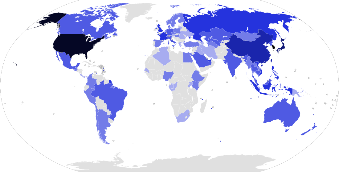 File:List of international trips made by presidents of South Korea.svg