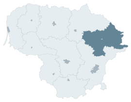 Utenos apskritis Lietuvos žemėlapyje