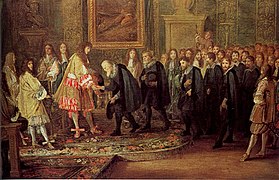 Adam Frans van der Meulen: Ludwig XIV. mit einer Schweizer Delegation, 1663