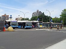 The northern terminal of the bus route, and the former terminal of the streetcar line, the Williamsburg Bridge Plaza Bus Terminal. MTA Williamsburg Bridge Plaza 01.jpg