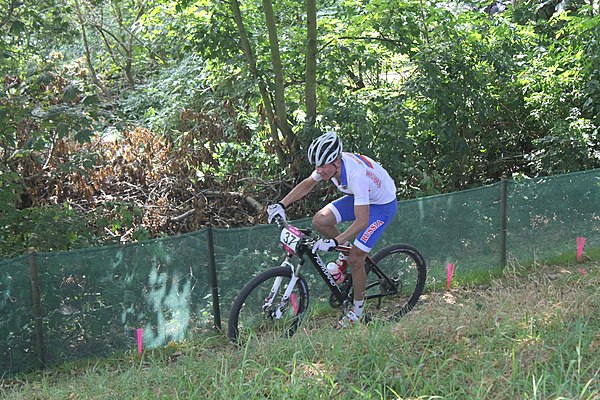 Evgeniy Pechenin in the men's cross-country race