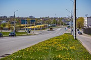 English: Mašynabudaŭnikoŭ street. Bus park No 6 is visible. Minsk, Belarus Беларуская: Вуліца Машынабудаўнікоў. Бачны аўтобусны парк № 6. Мінск, Беларусь Русский: Улица Машиностроителей. Виден автобусный парк № 6. Минск, Беларусь