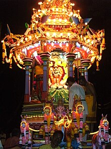 Chariot procession of Lord Subramaniyaswami for Chithra Pournami festival Mahamariamman Temple Chithra Paruvam 02.jpg