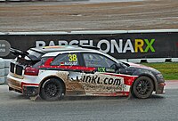 An Audi S3 driven by Mandie August in the FIA European Rallycross Championship