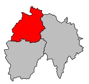 Arrondissement na mapě departementu Cantal