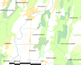 Mapa obce Lavans-Quingey