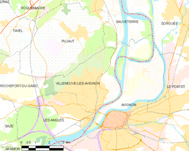 Mapa obce Villeneuve-lès-Avignon