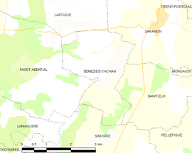 Mapa obce Sémézies-Cachan