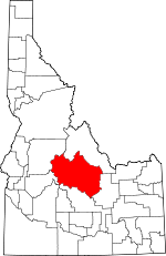 Map of Idaho highlighting Custer County
