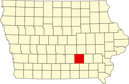 Location of Mahaska County in Iowa Map of Iowa highlighting Mahaska County.svg