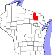 Map of Wisconsin highlighting Forest County.svg