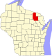 Harta statului Wisconsin indicând comitatul Forest