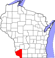 Map of Wisconsin highlighting Grant County.svg
