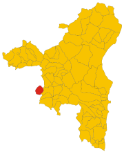 Lokasi Ortueri di Provinsi Nuoro