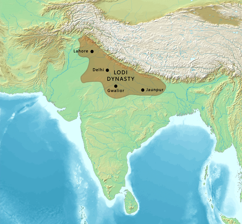 Map showing the territory under the Lodi dynasty.[1]