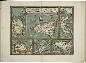 300px maps of sardinia%2c of sicily%2c of corfu%2c of djerba%2c of elba%2c and of malta by abraham ortelius