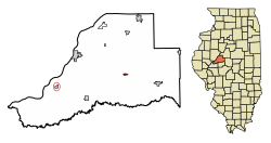 Location of Easton in Mason County, Illinois.