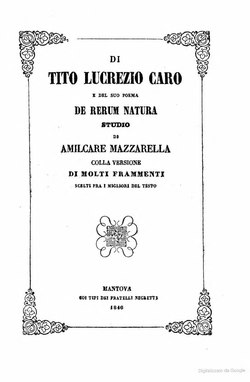 Indice:Mazzarella - Di Tito Lucrezio Caro e del suo poema De Rerum Natura,   - Wikisource