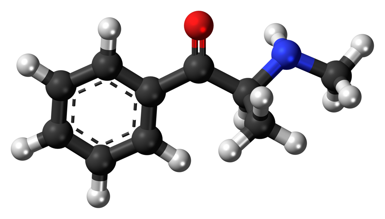 Methcathinone molecule ball.png