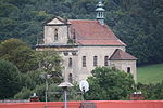 Milešov (Velemín), kostel sv. Antonína Paduánského, pohled ze vsi.JPG