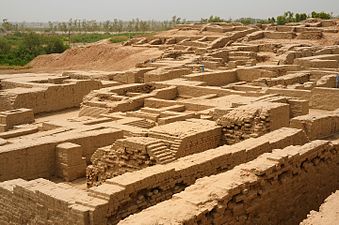 View of Mohenjo Daro, showing the walls and main streets of the city, c.2600-1900 BC[26]