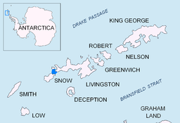 Plasseringa til Morton Strait i Sør-Shetlandsøyane.