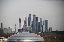 Moscow, Dynamo dome in Krylatskoe and Moscow-City (26913193837).jpg