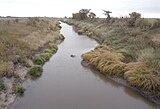 Mustinka River straightened and re-routed section in Redpath Township of Traverse County