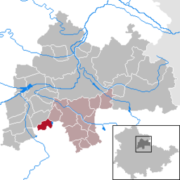 Läget för kommunen Nöda i Landkreis Sömmerda