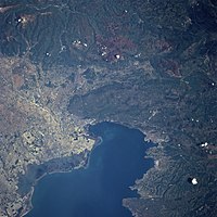 The Gulf of Trieste borders the western half of the Carso wine region and the southern portion of Isonzo. NASA7-722-46H-s.jpg