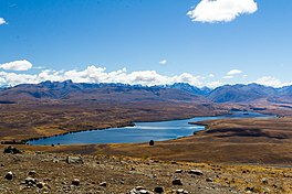 A view of Lake Alexandrina from the top of nearby Mount John