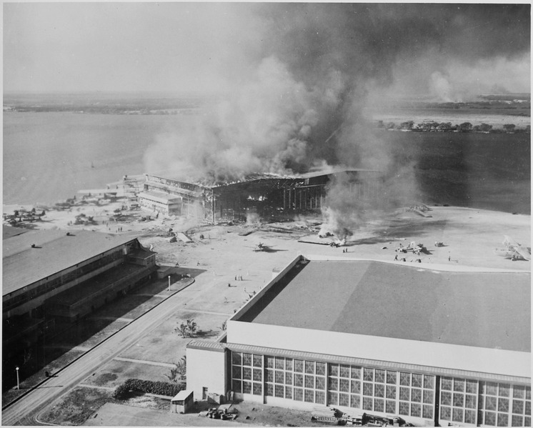 File:Naval photograph documenting the Japanese attack on Pearl Harbor, Hawaii which initiated US participation in World... - NARA - 295989.tif