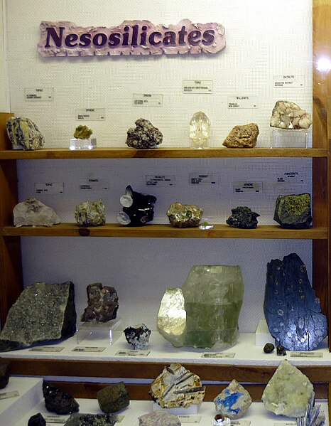 Nesosilicate specimens at the Museum of Geology in South Dakota