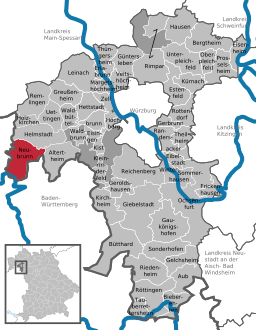 Läget för Neubrunn i Landkreis Würzburg