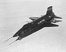 X-15 rocket-powered research aircraft, with nose air data boom North American X-15.jpg