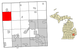 Oakland County Michigan Incorporated and Unincorporated areas Rose Township highlighted.svg