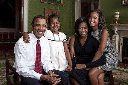 Familien Obama i det grønne værelse, Washington, 2009