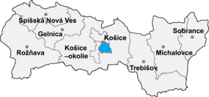 Округ Кошиці IV на мапі Кошицького краю